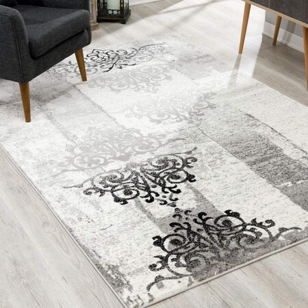 Palacedesigns 7 x 9 ft. Gray Faded Filigree Pattern Area Rug - Gray - 7' x 9' PA3657802